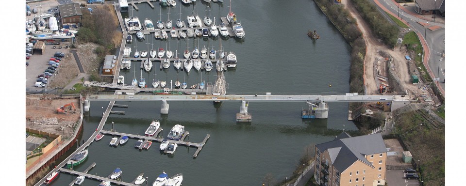 An aerial view of Pont Y Werin during construction