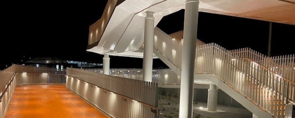 The ramp and stairs at night