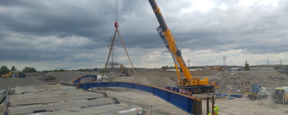 The first of the main girders arrive on site