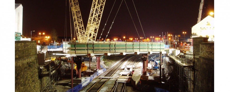 Lifting the new deck in at night