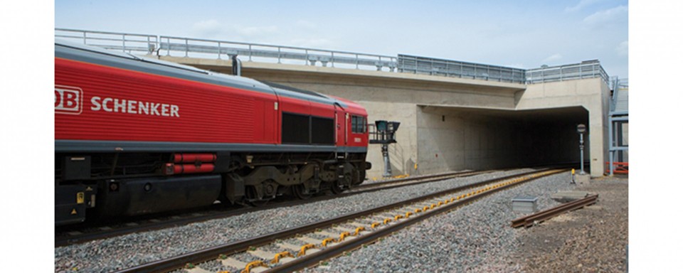 One of the completed twin track underpasses in use