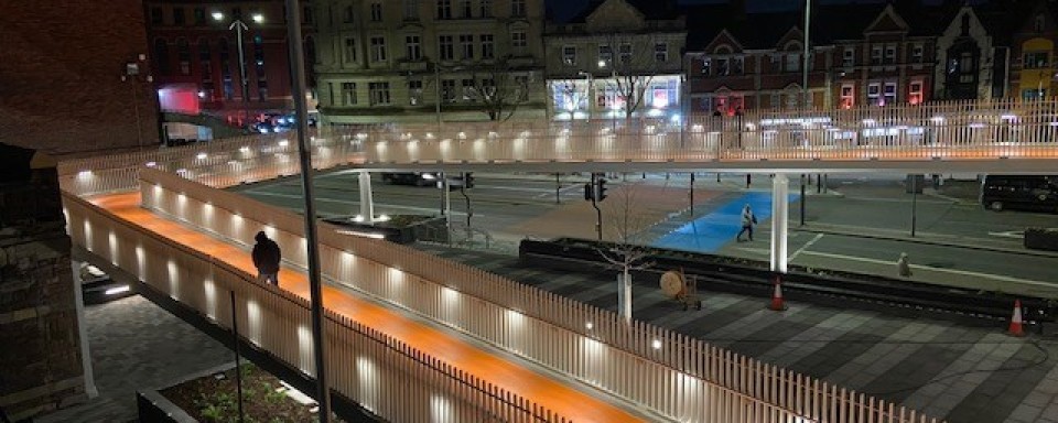 Low gradient disabled access and cycle way at night