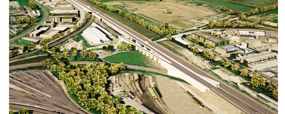 An aerial CGI view of the project