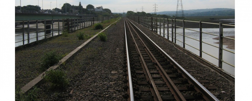 Looking down the track across the span