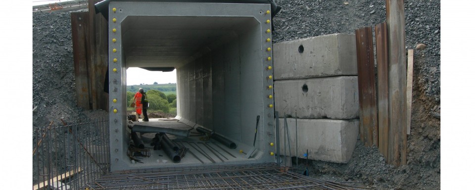 Looking though the prefabricated box culvert