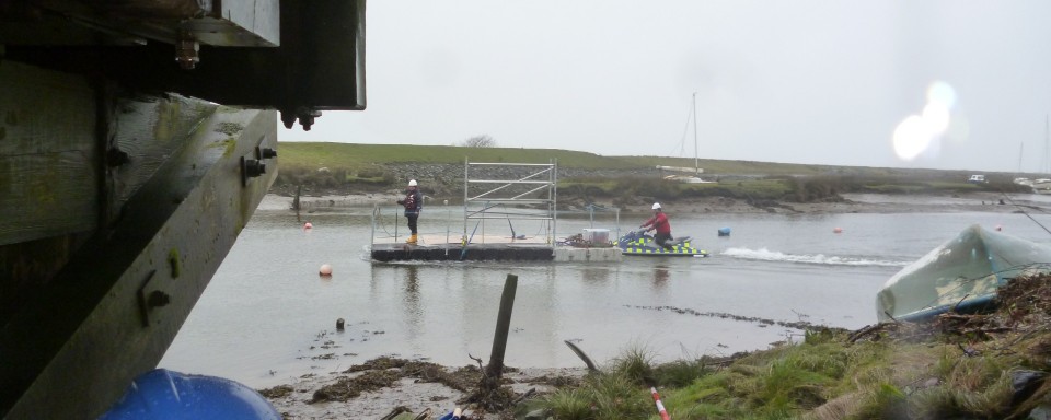 H2O Safety positioning the under-bridge access pontoon