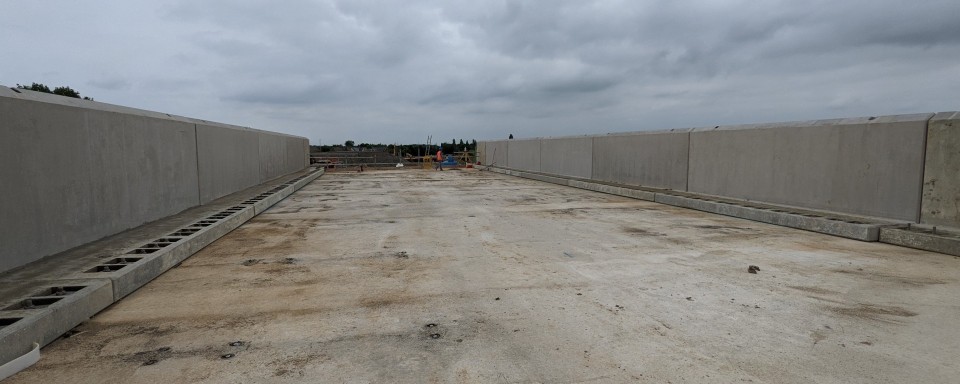 Kings Dyke - View on railway bridge deck during construction