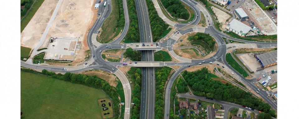 An aerial view of the entire interchange