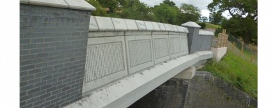 Badminton Bridge, Gloucestershire and the prefabricated deck and parapet