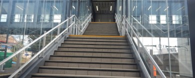 View up the central staircase