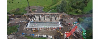 New Bridge Deck with Ballast Ready to Move into Position