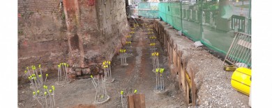 The piles are ready to be capped to build the new abutment