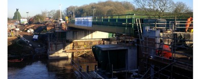 The new deck resting on its new abutment