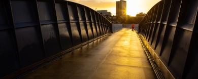 View across the main span at dusk