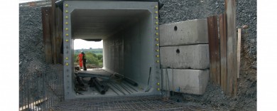 Looking though the prefabricated box culvert