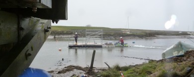 H2O Safety positioning the under-bridge access pontoon