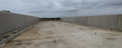 Kings Dyke - View on railway bridge deck during construction