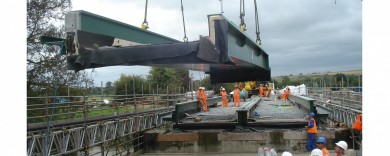 The new deck being lifted in