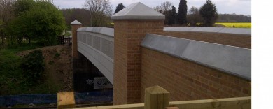 Sharps Overbridge, Berkshire with new pilasters accompanying the prefabricated deck