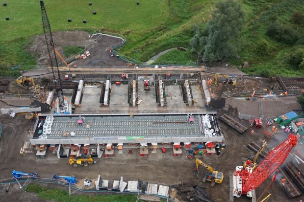 New Bridge Deck with Ballast Ready to Move into Position